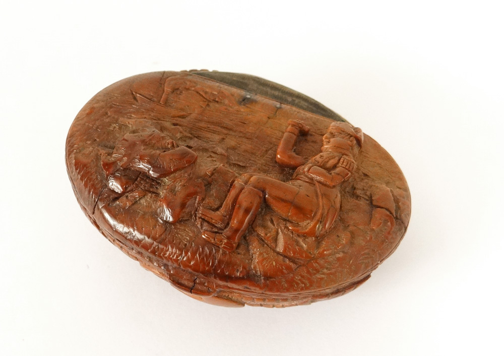 Snuffbox Corozo Carved Emperor Napoleon I Ship Saint Helena Nineteenth