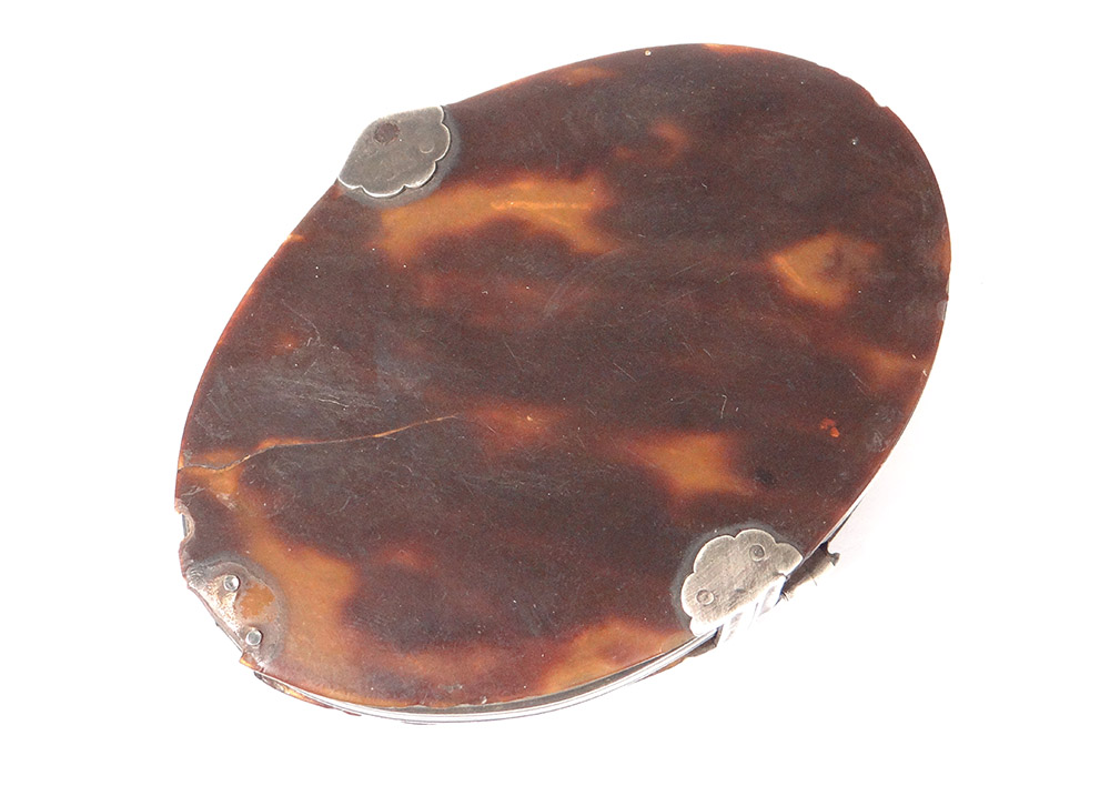Oval Pocket Magnifier In Tortoiseshell Frame Sterling Silver Eighteenth Century-photo-2