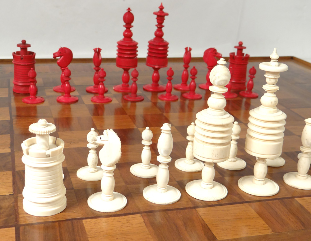 Chess Set Old Carved King King Pieces Cavalier Nineteenth Pieces-photo-2