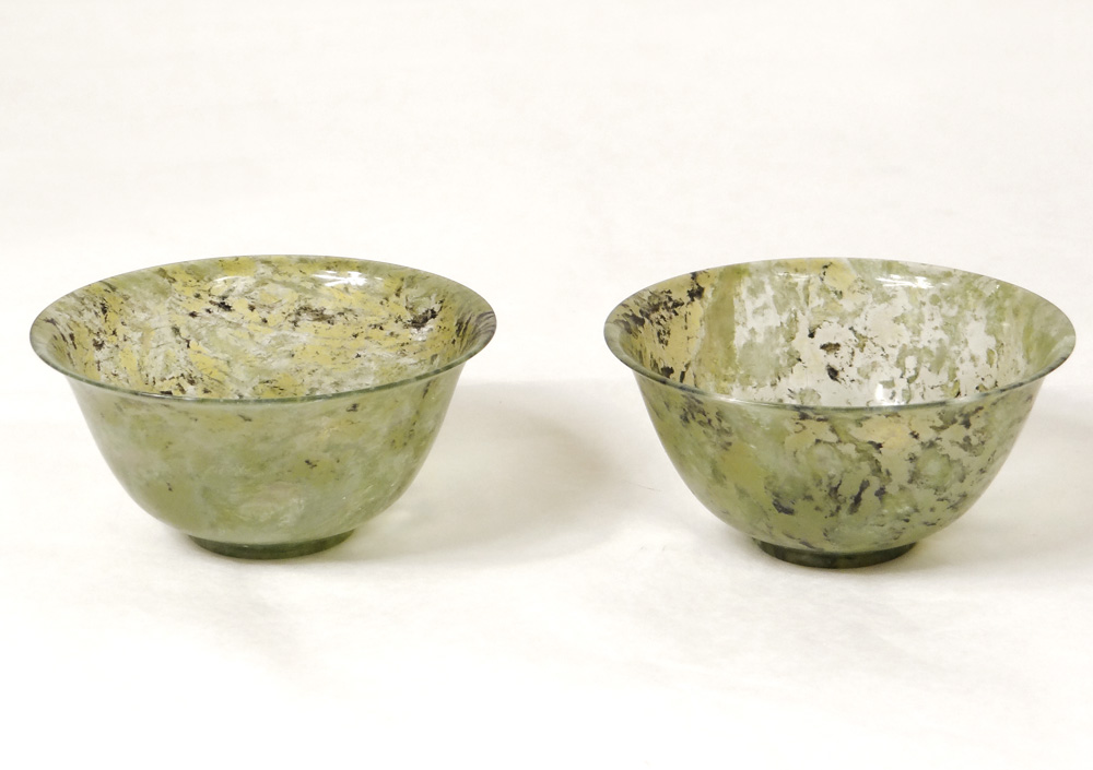 Pair Small Bowls Jade Nephrite China XIXth Century