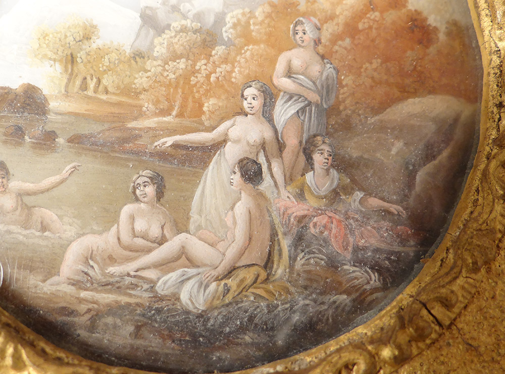 Miniature Painted Women Bather Scenery Mountains Lake Romantic Nineteenth-photo-2