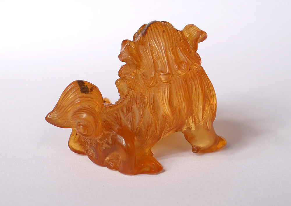 Small Sculpture Amber Dog De Fô China Lion 14,6gr Eighteenth Century-photo-4