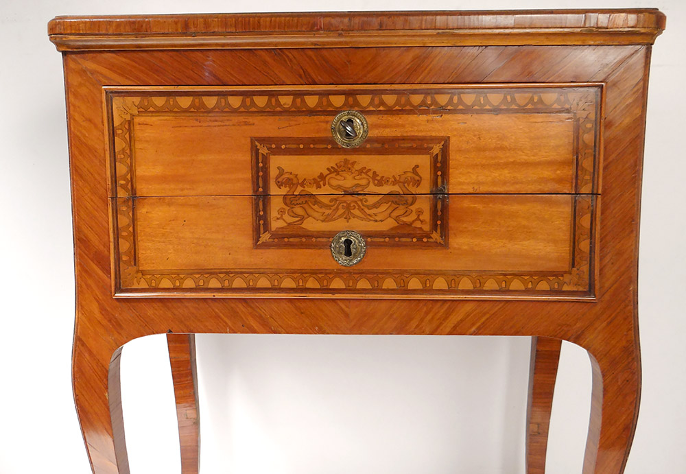 Small Italian Commode Marquetry Wood Rose Phoenix Birds Eighteenth Century-photo-2