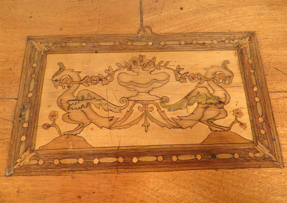Small Italian Commode Marquetry Wood Rose Phoenix Birds Eighteenth Century-photo-3