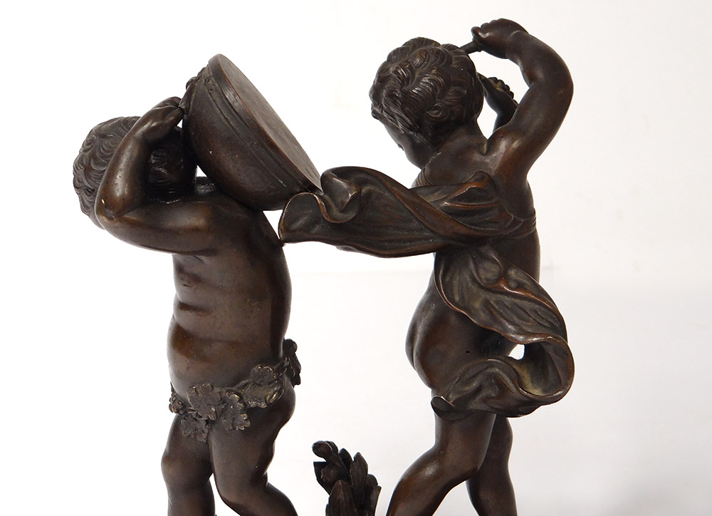 Bronze Sculpture Lovers Musicians Cherubs Tambour Clodion Nineteenth-photo-1