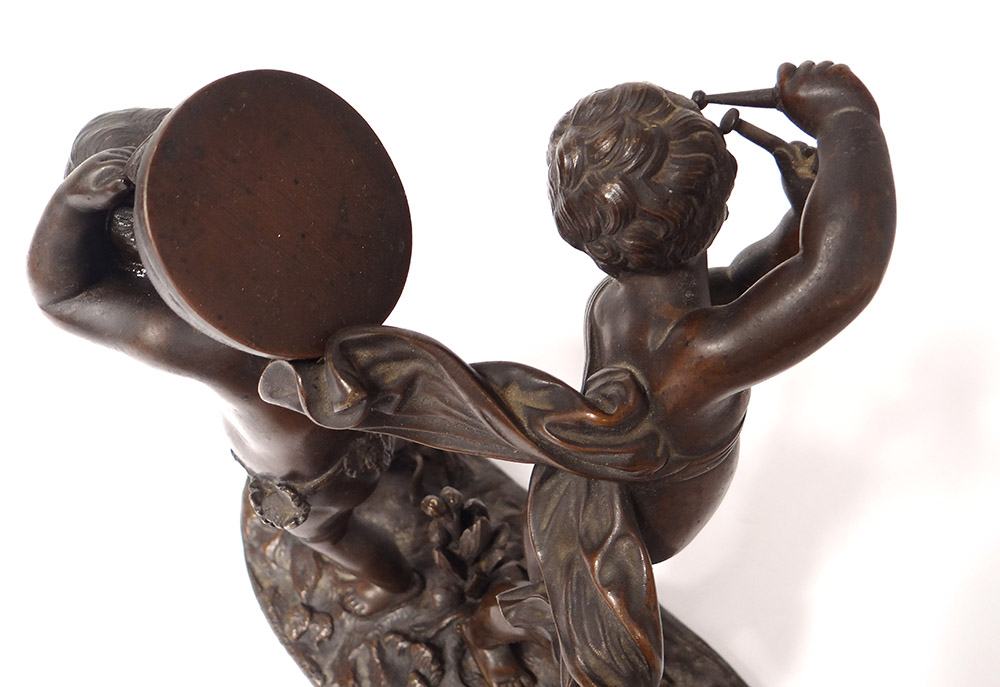 Bronze Sculpture Lovers Musicians Cherubs Tambour Clodion Nineteenth-photo-3