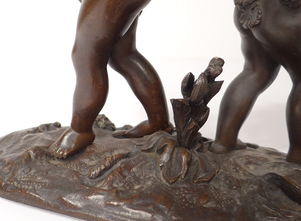Sculpture Bronze Amours Musiciens Chérubins Tambour Clodion XIXème-photo-5