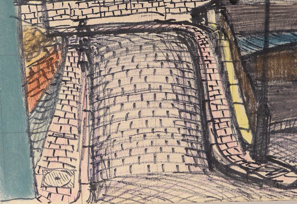 Dessin Pastel Karin Van Leyden Vue Paris Montmartre 1950 XXè-photo-1