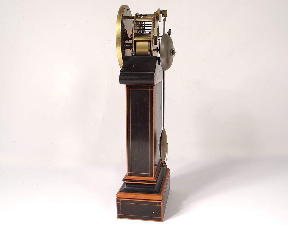 Pendule Borne Charles X Thermomètre Palissandre Marqueterie Brocot XIXème-photo-3