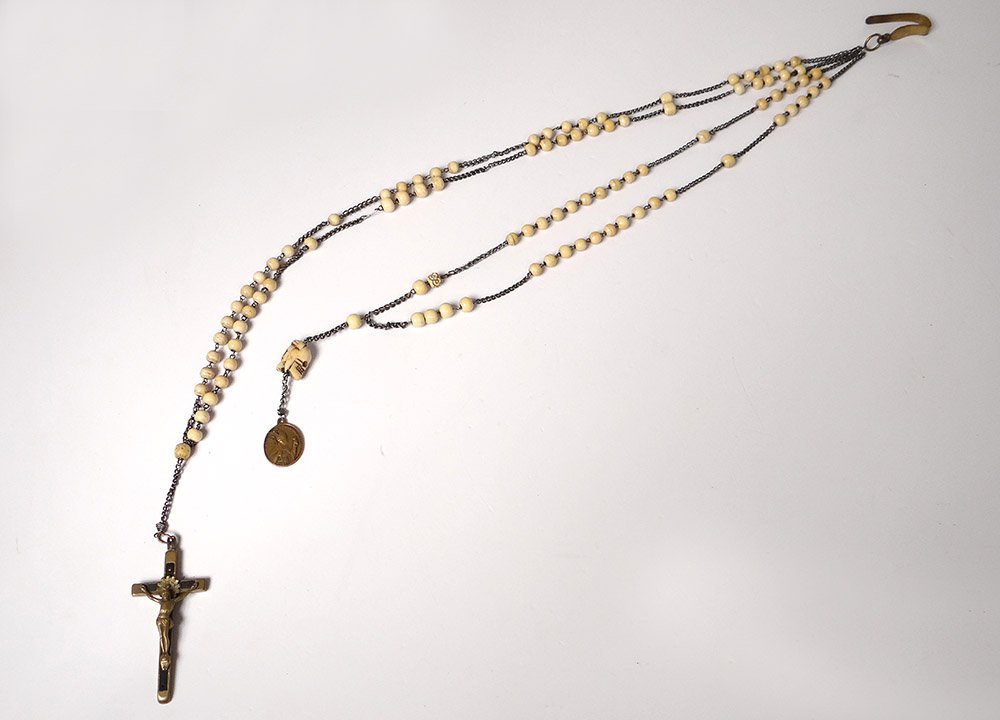 Chapelet de Communauté Ivoire Croix Crucifix Rosaire Marie St Augustin XIXè