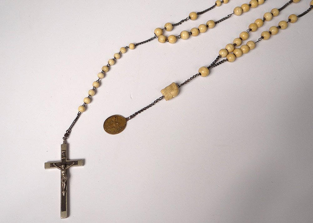 Chapelet de Communauté os Croix Crucifix Rosaire Marie St Augustin XIXè-photo-2