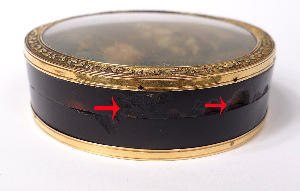 Round Box Gold Solid 18 Carats Tortoiseshell Miniature Scene Galante Late Eighteenth-photo-4