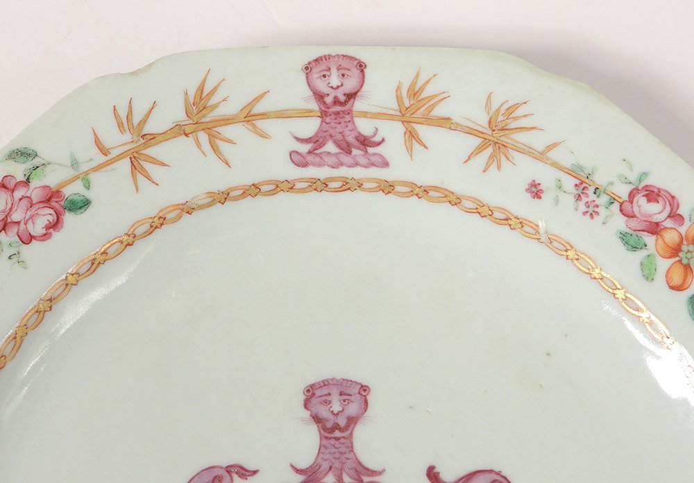 Porcelain Dish India Company Coat Of Arms Coat Of Arms Qianlong Bamboos XVIII-photo-3