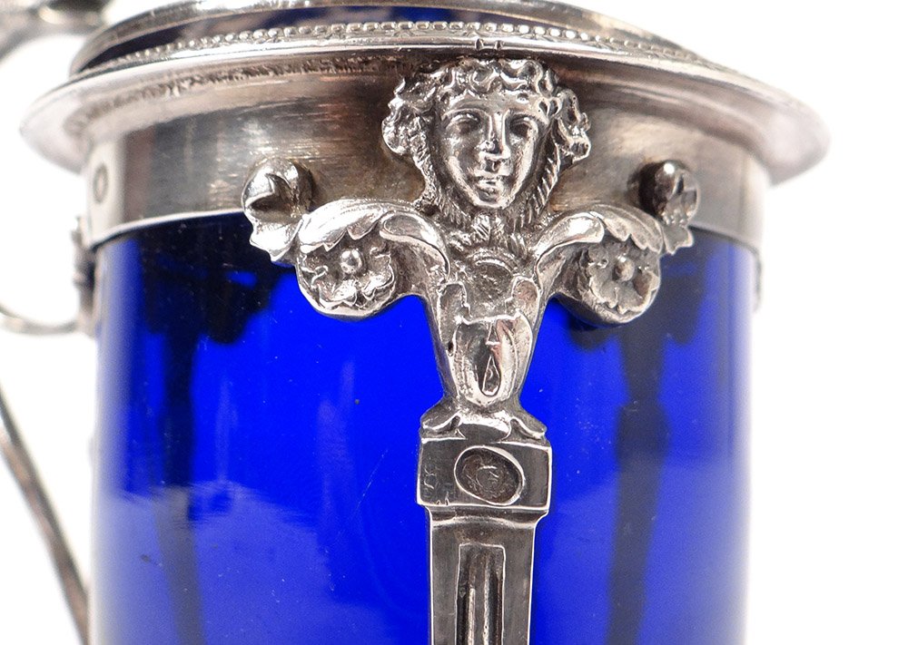 Moutardier Argent Massif Coq Paris Granger Mascaron Triton Silver XIXème-photo-4