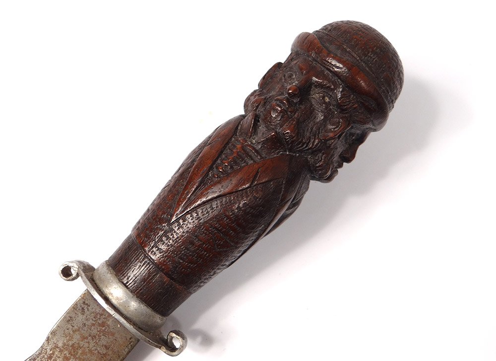 Knife Dagger Collection Carved Wood Heads Characters English Lords Nineteenth-photo-4