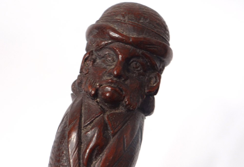 Knife Dagger Collection Carved Wood Heads Characters English Lords Nineteenth-photo-7