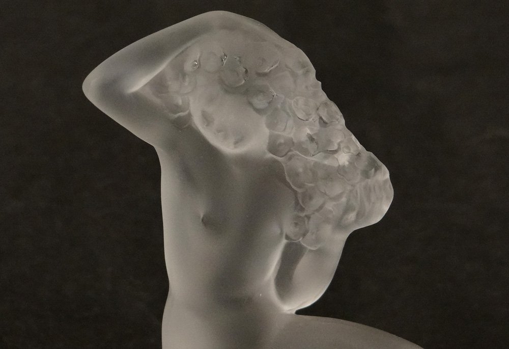 Statuette Clipboard Cristal Woman Nude Floreal Lalique France XXth-photo-3