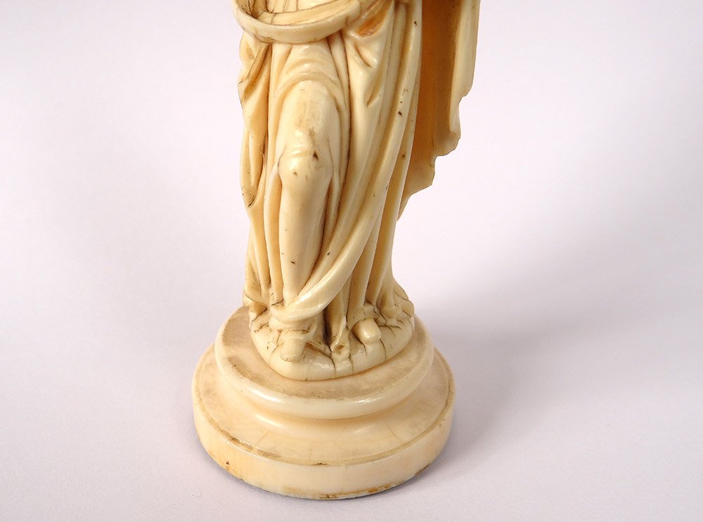 Small Virgin Ivory Sculpture With Child Jesus Parisian Eighteenth Century-photo-3