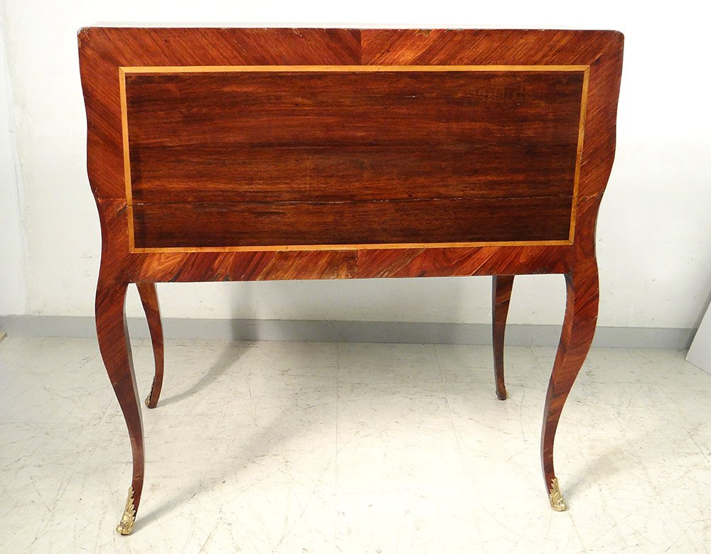 Bureau De Pente Louis XV Marquetry Rosewood Rosewood Bronze XVIII-photo-8