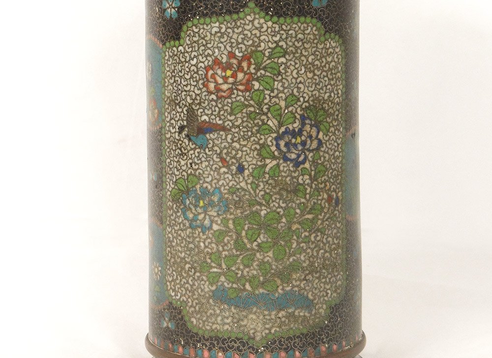 Vase Rouleau Cloisonné Sur Porcelaine Chubei Totai Shippo Japon Meiji XIXè-photo-3