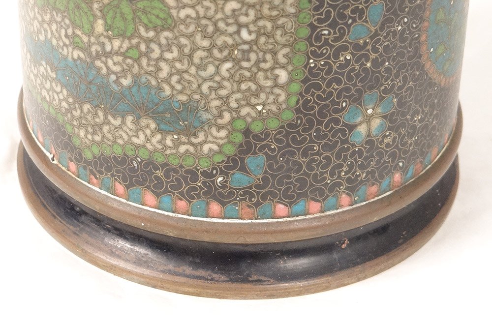 Vase Rouleau Cloisonné Sur Porcelaine Chubei Totai Shippo Japon Meiji XIXè-photo-7