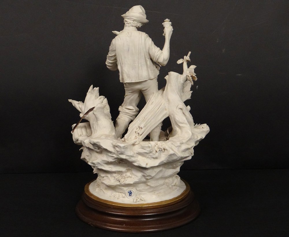 Sculpture Biscuit Capodimonte Character Fisherman Fish L.cazzola Twentieth-photo-4