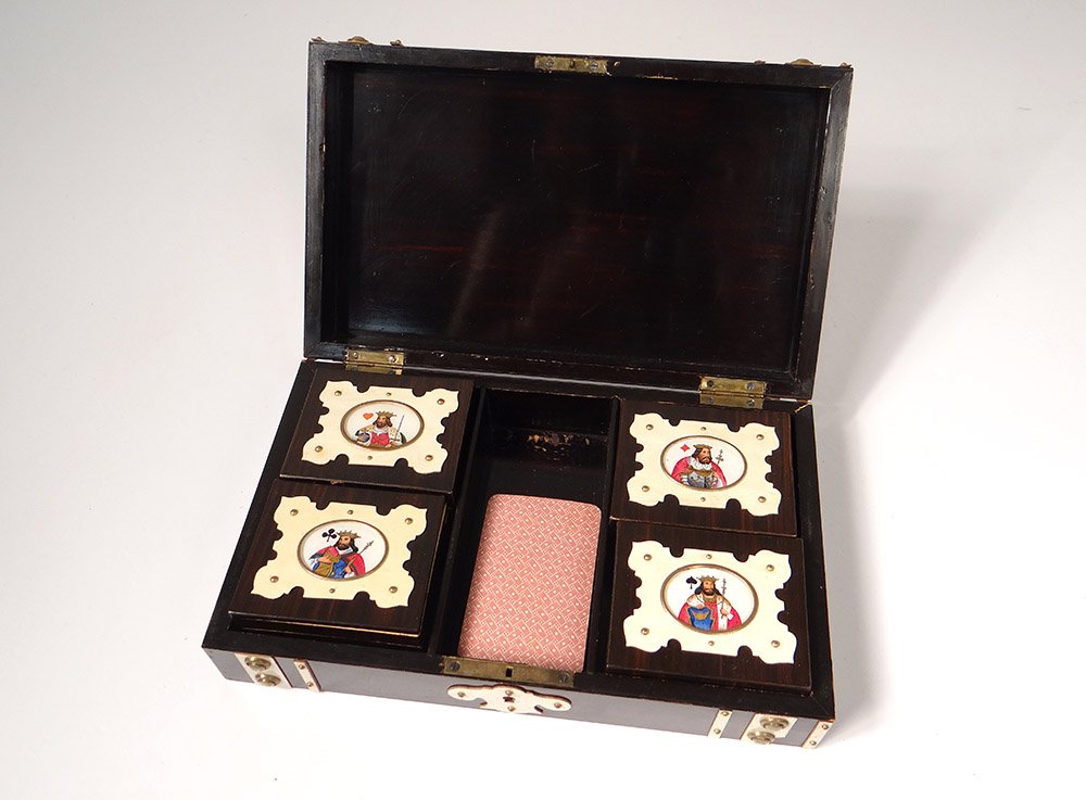 Box Game Quadrille Box Wood Lacquer Cards Tokens Late Nineteenth Century-photo-2