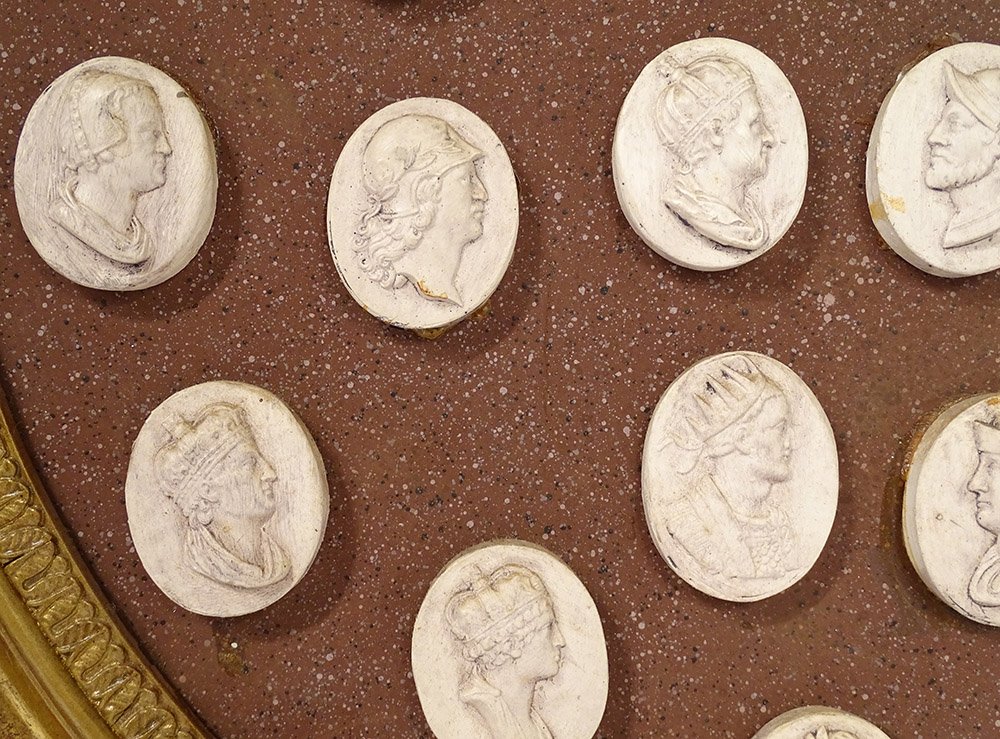 Set 29 Medallions Plaster Kings France Capetian Franks Louis XVI XIXth-photo-4