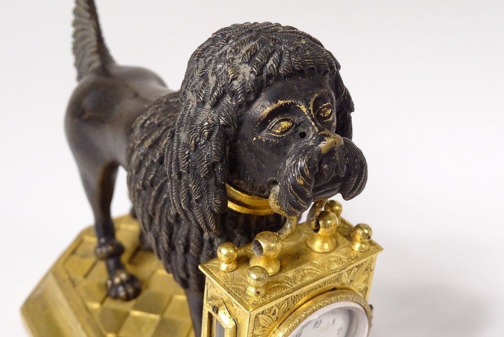 Clock Gilt Bronze Poodle Dog Berthoud Paris XIXth Century-photo-1