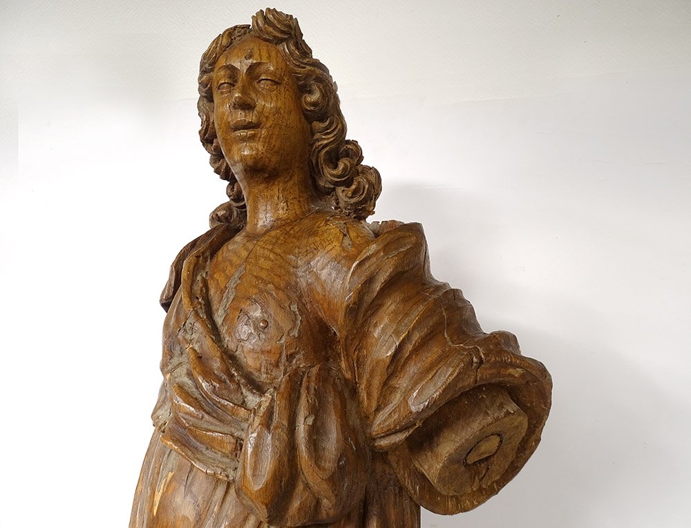 Sculpture Statue Carved Wood Saint John The Baptist Prophet XVIIth Century-photo-5