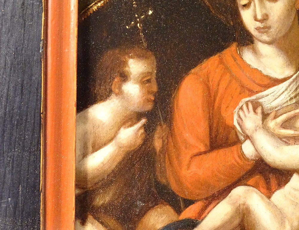 Hsp Religious Painting Virgin Madonna Breastfeeding Holy Family Flemish 18th-photo-2
