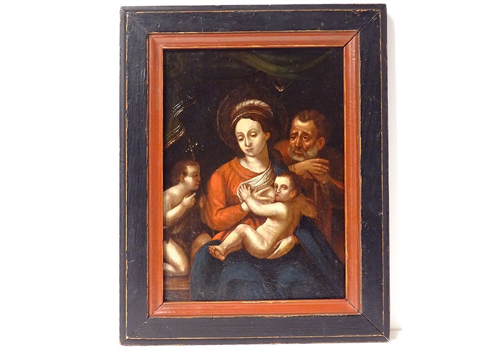 Hsp Religious Painting Virgin Madonna Breastfeeding Holy Family Flemish 18th