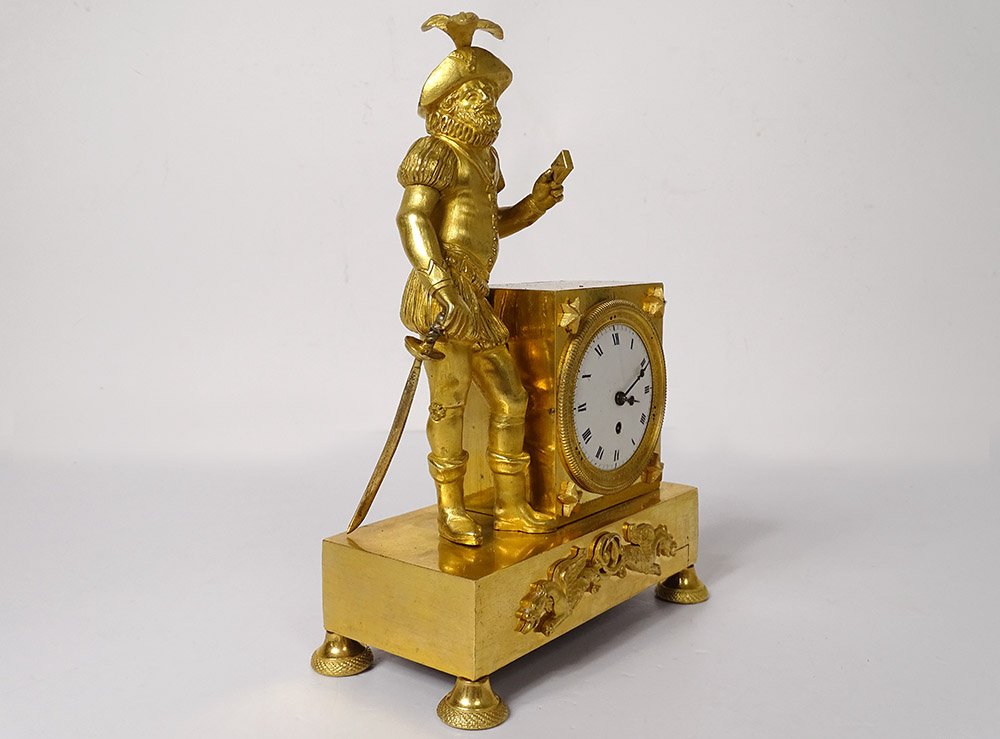 Clock Empire Gilt Bronze Musketeer Sword Griffons Le Roy Paris XIX-photo-4