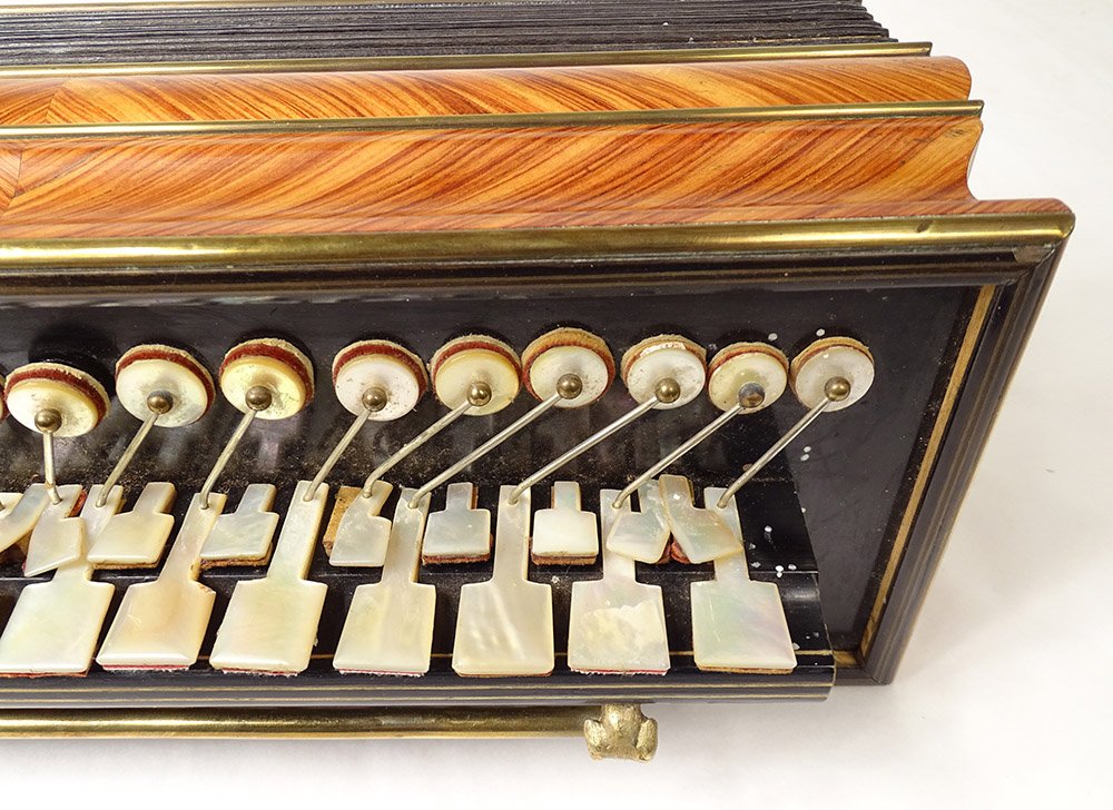 Diatonic Romantic Accordion Bois De Rose Nacre Brass Napoleon III Nineteenth-photo-4