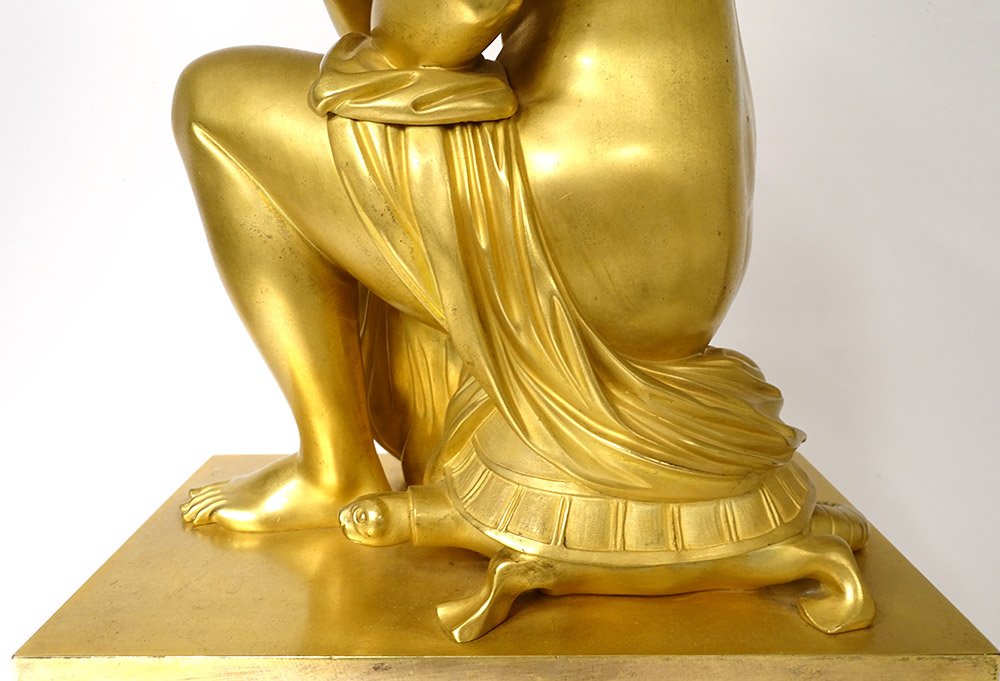 Large Bronze Venus Squatting Clock Coysevox Devaulx XIXth Restoration-photo-7