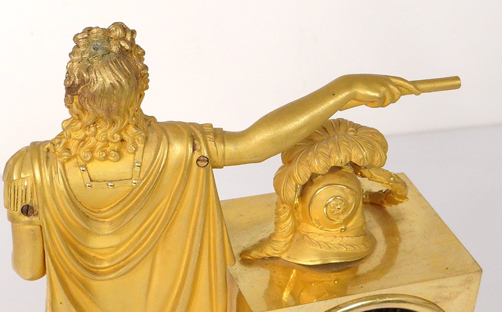 Pendule Bronze Allégorie Louis XIV Casque Couronne Glaive Ier Empire XIXème-photo-7