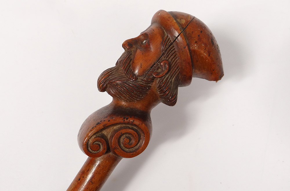 Cane Popular Art Boxwood Carved Head Man Animals Snakes Lizard XIXth-photo-4