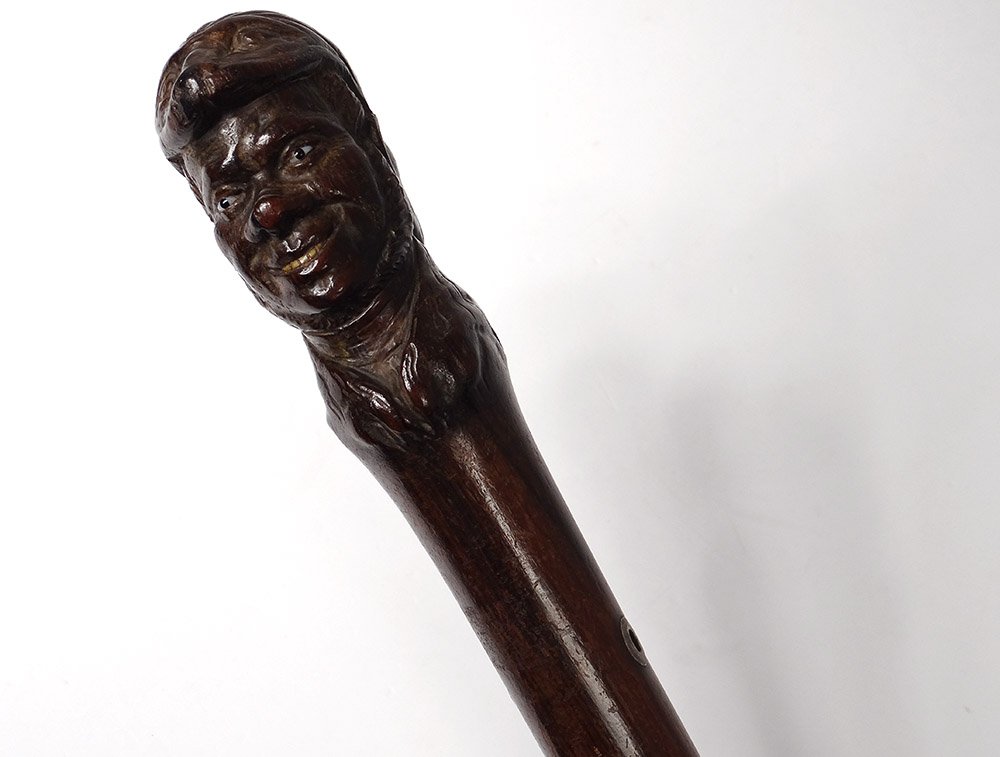 Carved Rosewood Cane Jean Laughs Crying Bordeaux Shipowner XVIIIth Century-photo-2