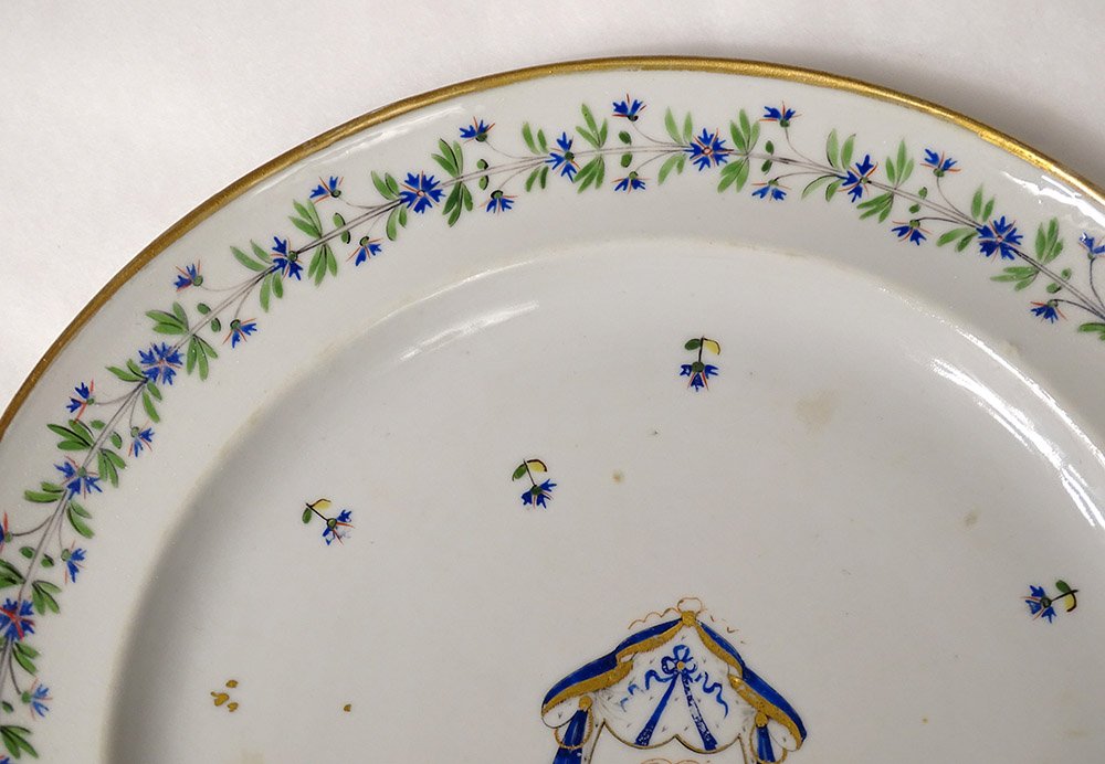 Pair Dish Company India Porcelain European Decor Barbeau Coat Of Arms 18th-photo-4