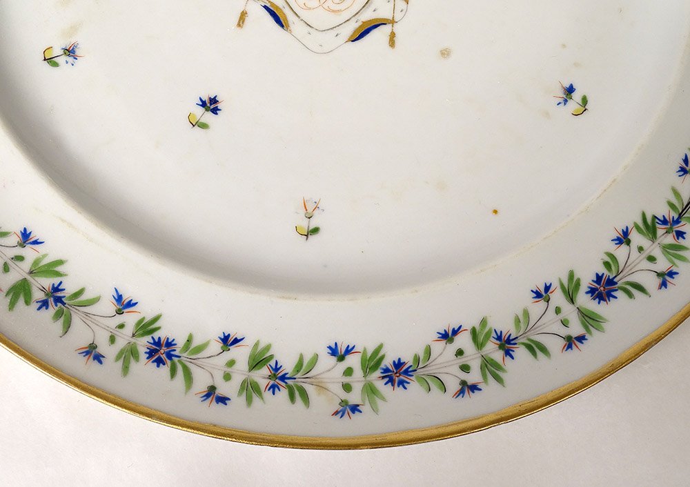 Pair Dish Company India Porcelain European Decor Barbeau Coat Of Arms 18th-photo-3