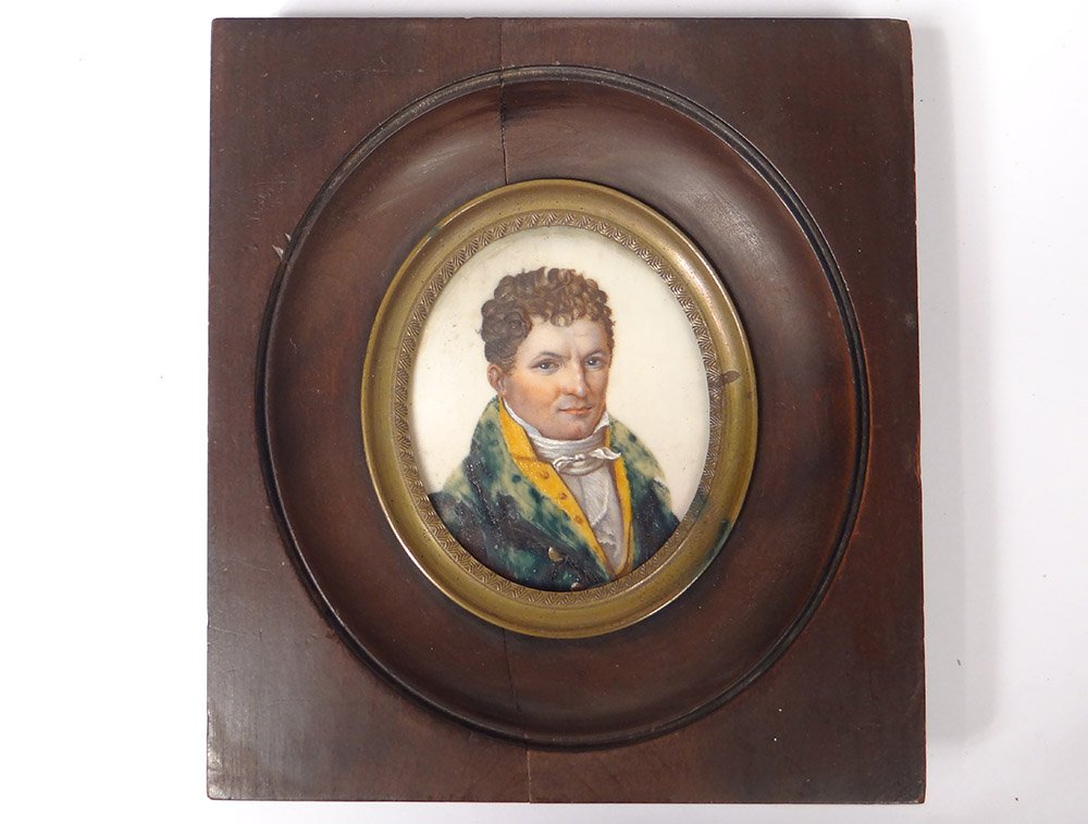 Paire Miniatures Portraits Couple Notable Femme Directoire Empire 18è 19è-photo-2