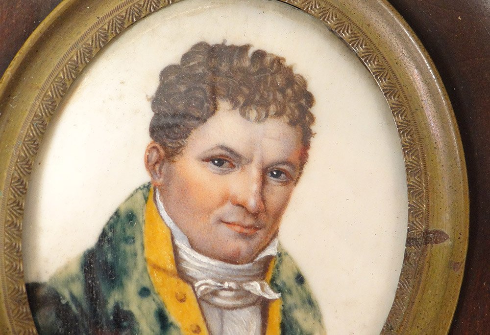 Paire Miniatures Portraits Couple Notable Femme Directoire Empire 18è 19è-photo-4