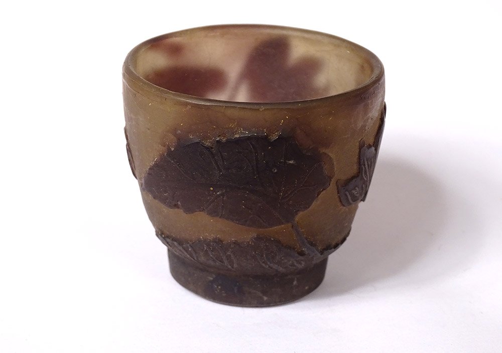 Small Glass Paste Vase Emile Gallé Art Nouveau Foliage XIXth Century-photo-2