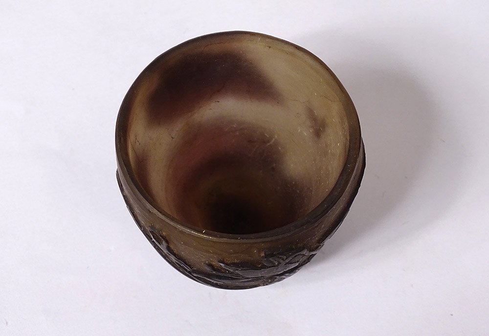 Small Glass Paste Vase Emile Gallé Art Nouveau Foliage XIXth Century-photo-5