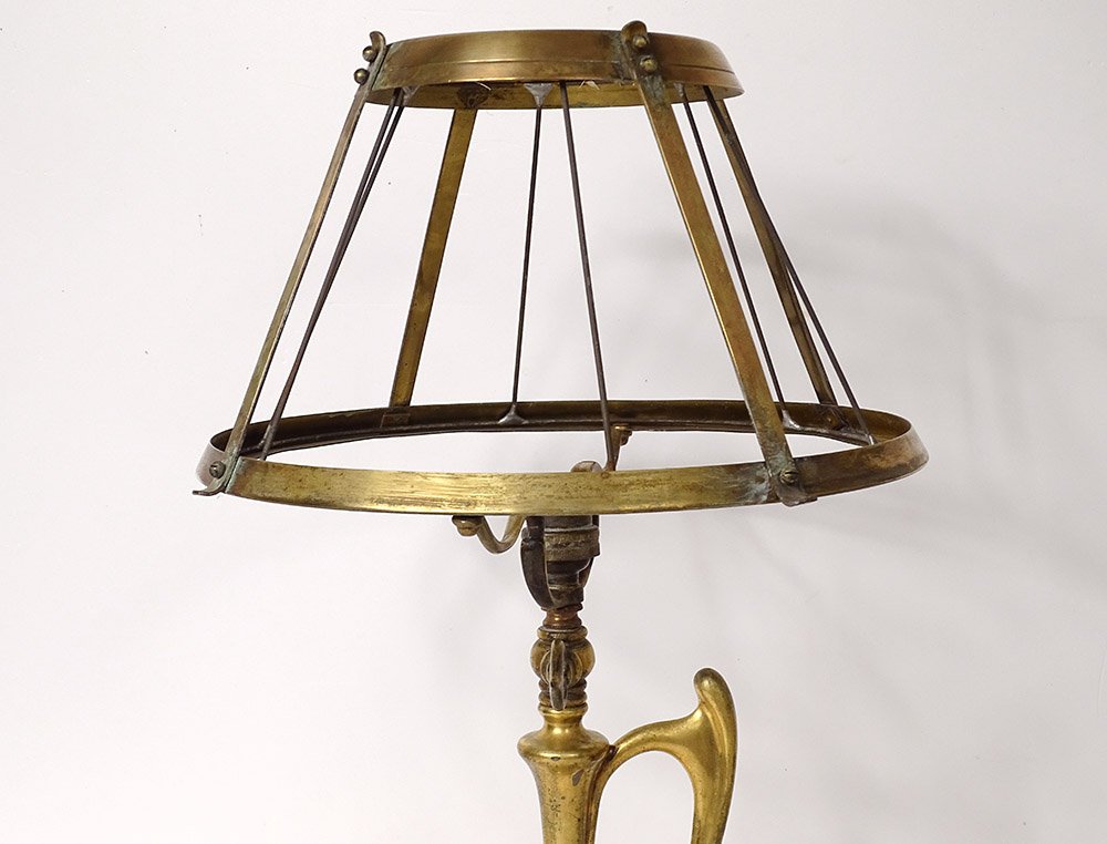 Art Nouveau Gilt Bronze Lamp XIXth Century-photo-2