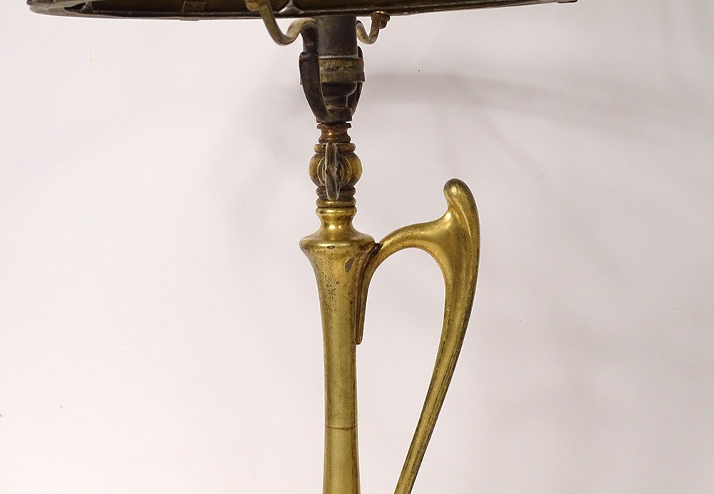 Art Nouveau Gilt Bronze Lamp XIXth Century-photo-3