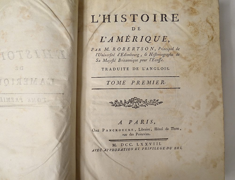 2 Livres Histoire De l'Amérique Robertson Panckoucke Paris 1778 XVIIIè-photo-2