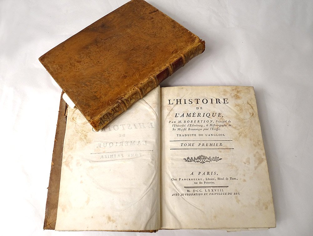 2 Livres Histoire De l'Amérique Robertson Panckoucke Paris 1778 XVIIIè