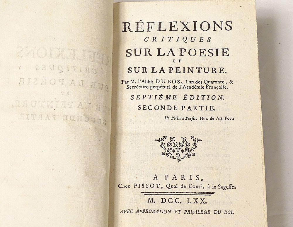 2 Livres Réflexions Critiques Poésie Peinture Abbé Dubos 1770 XVIIIème-photo-3