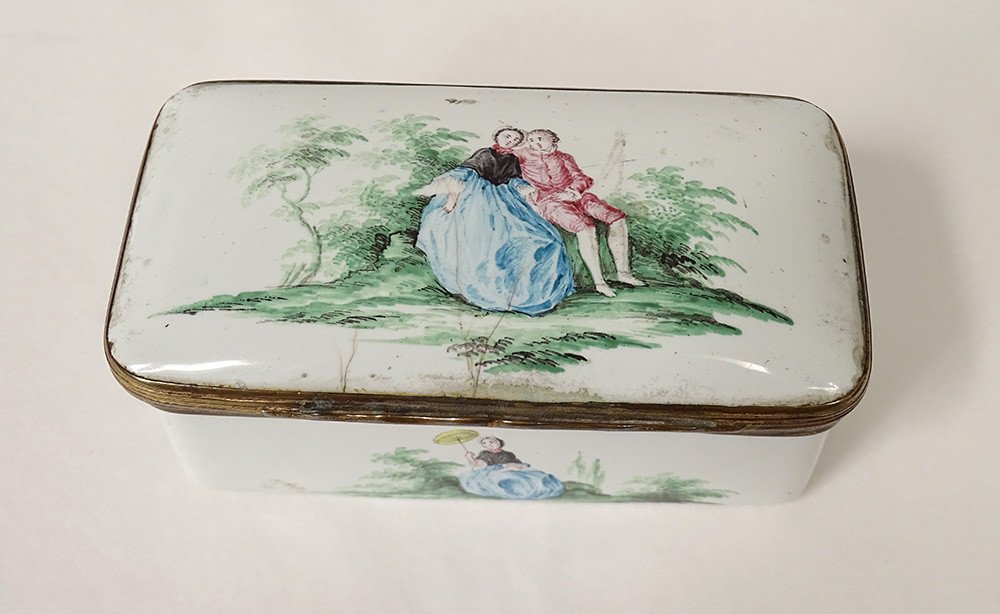 Enamelled Box Decor Romantic Romantic Scene XVIIIth Time-photo-3